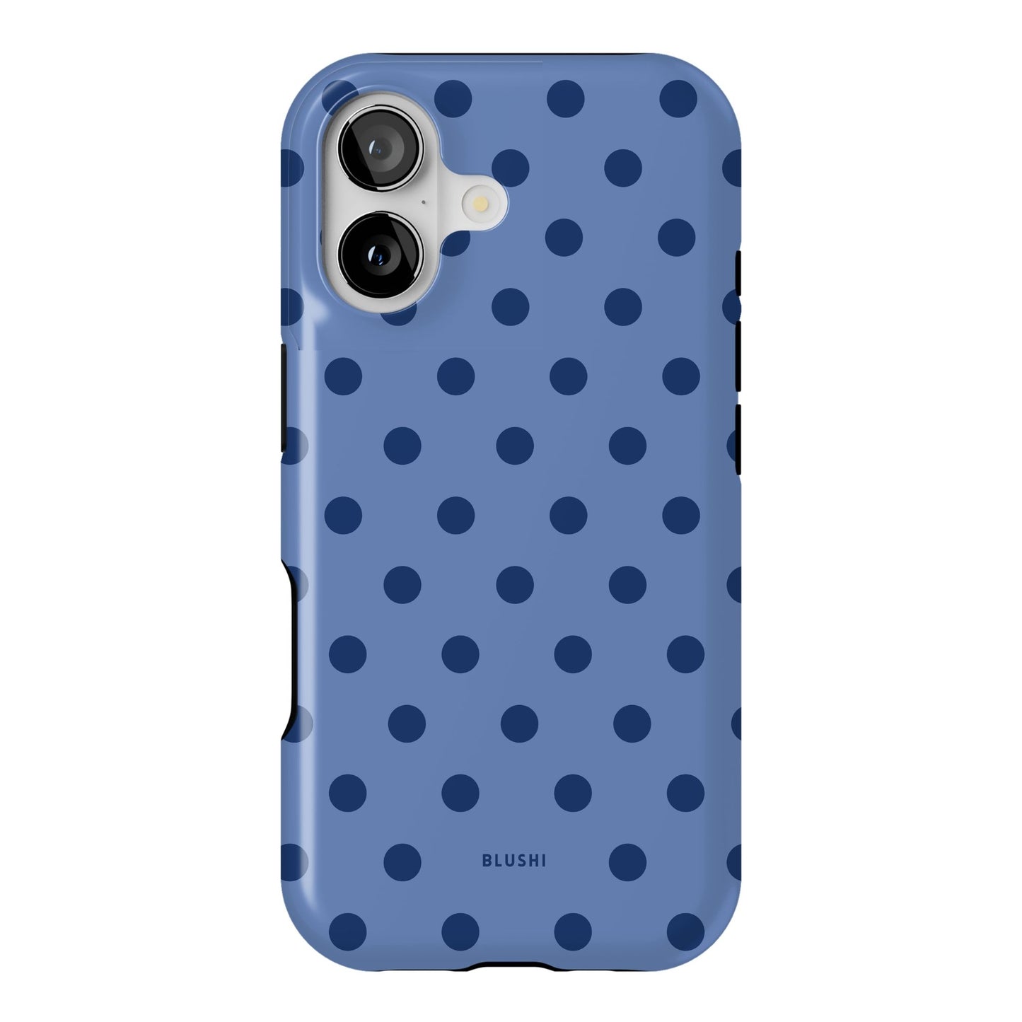 Blue and navy blue polka dot iphone 17 case – blushi 