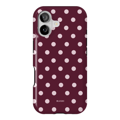 Polka Dot iPhone Case - Burgundy & Pink⎪MagSafe