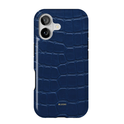 navy blue croco print iphone 17 case