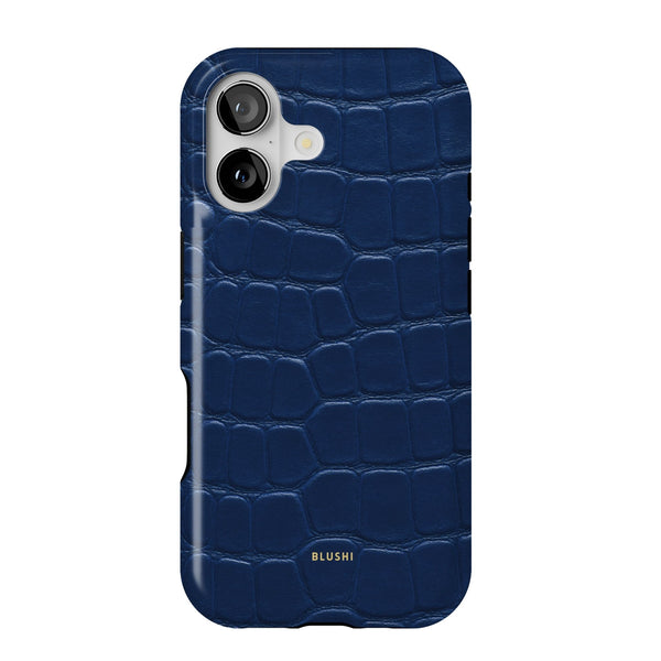 navy blue croco print iphone 17 case