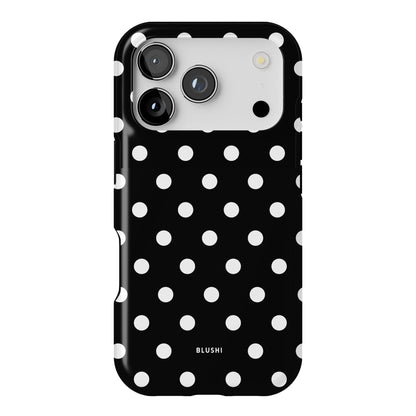 Black and White Polka Dot  iPhone 17 Pro Case by Blushi Cases