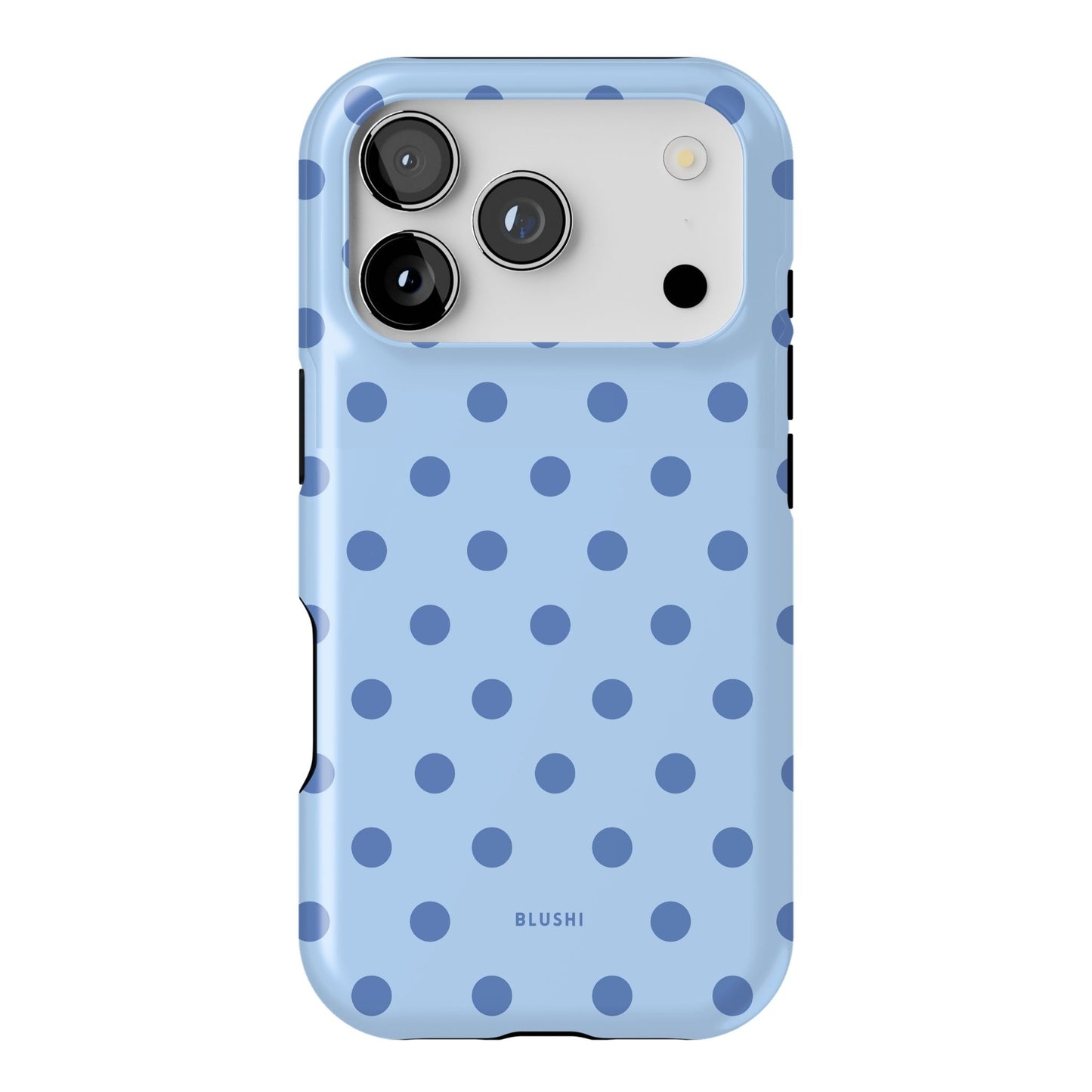 Light Blue Polka Dot  iPhone 17 pro Case by Blushi Cases