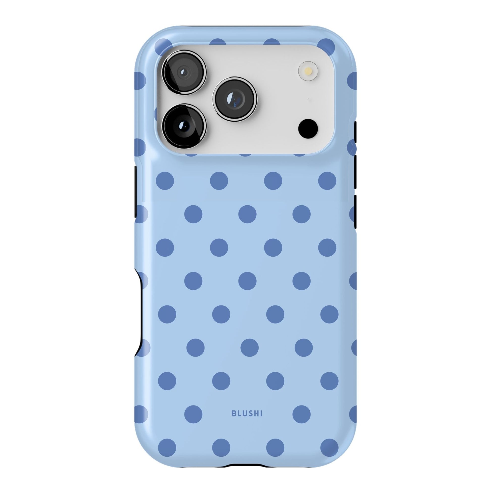 Light Blue Polka Dot  iPhone 17 pro Case by Blushi Cases