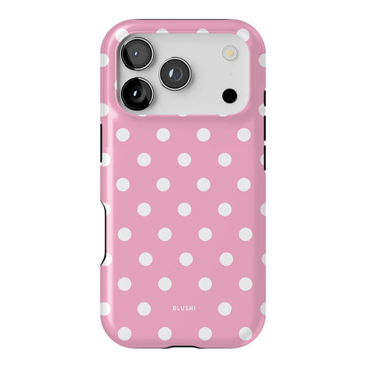 Pink and White Polka Dot iPhone 17 pro Case