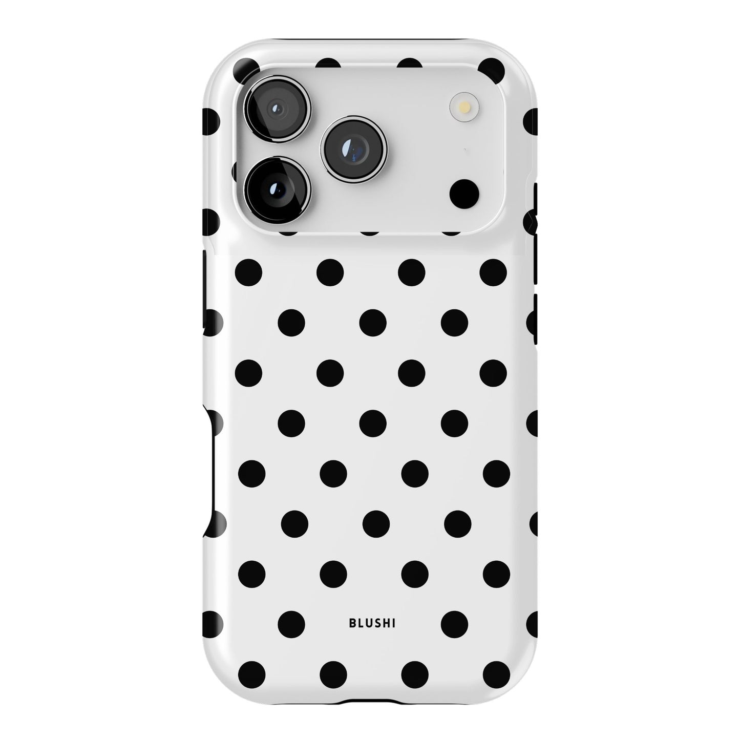 White and Black polka dot iPhone 17 pro case – Blushi