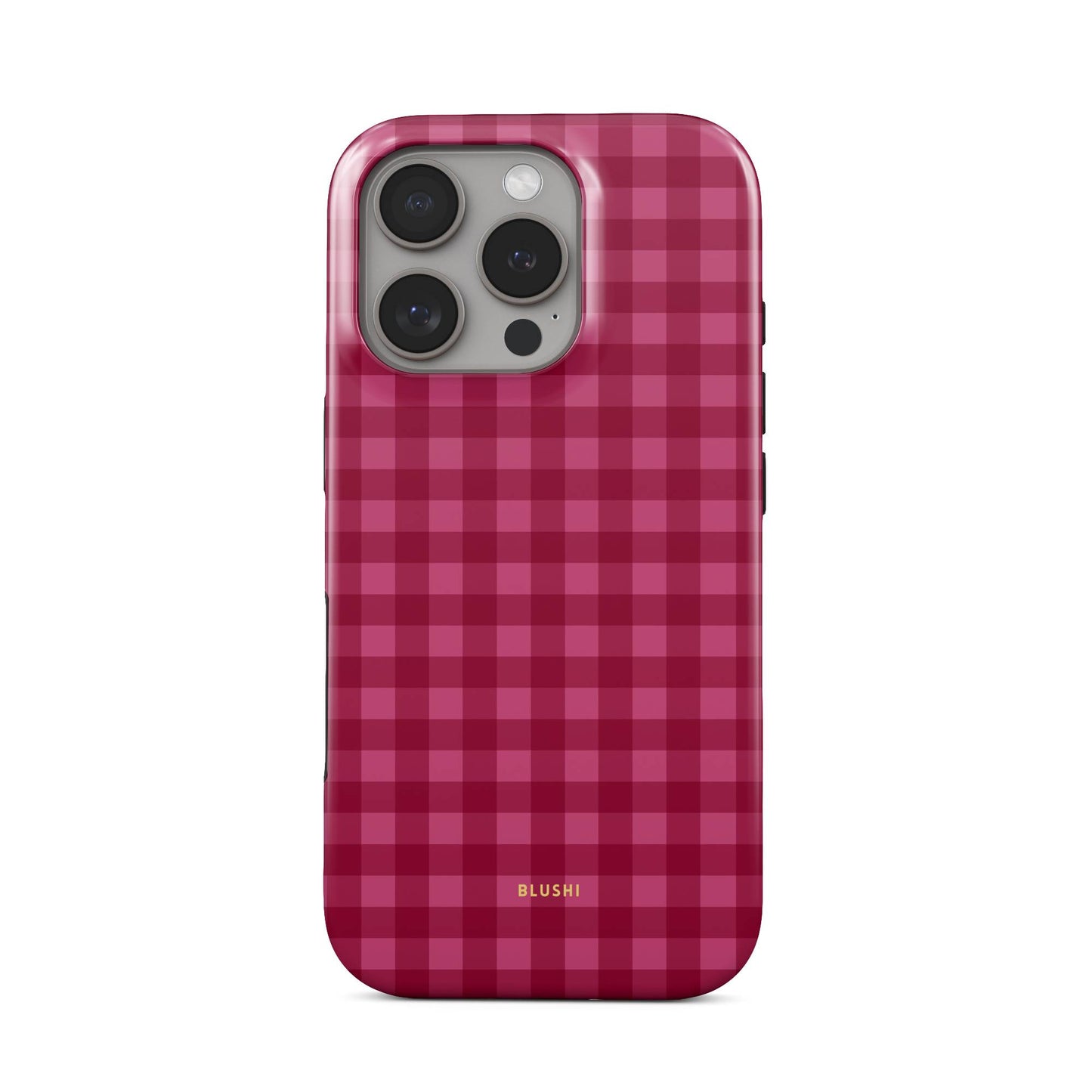 Pink gingham iPhone 16 pro case