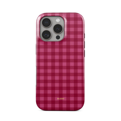 Pink gingham iPhone 16 pro case