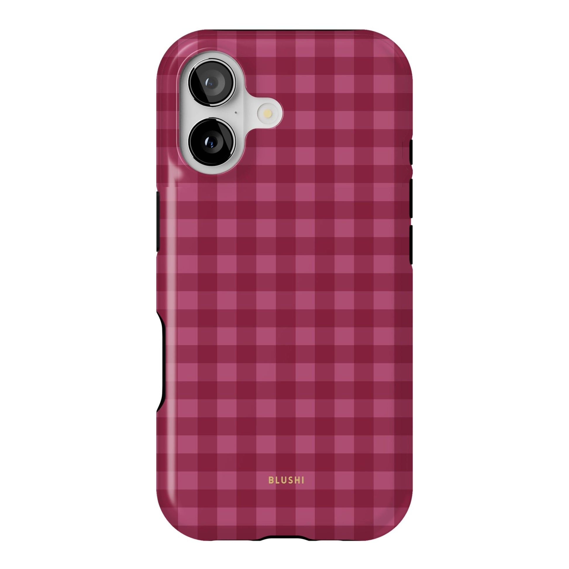 Pink gingham iPhone 17 case