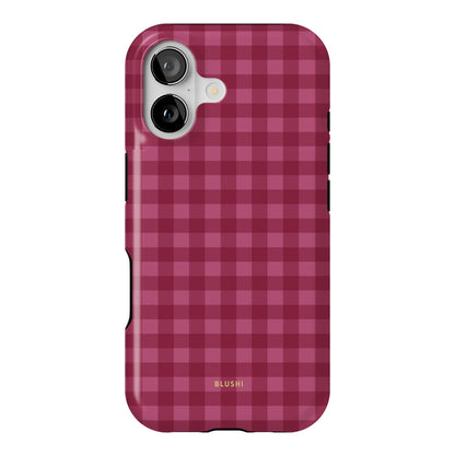 Pink gingham iPhone 17 case