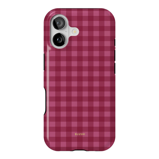 Pink gingham iPhone 17 case