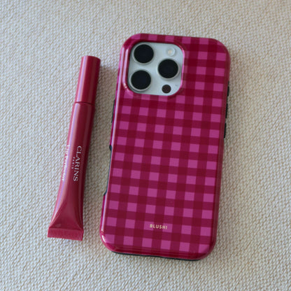 pink checkered phone case for iphone and samsung