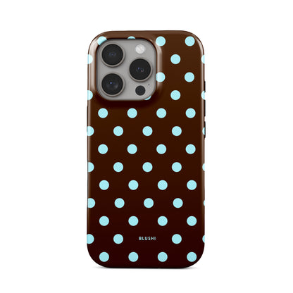 Brown and Blue Polka Dot iPhone 16 pro Case