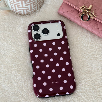 polka dot burgundy and pink iphone case
