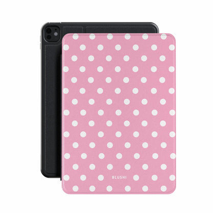 Polka Dot Pink and White iPad case front view